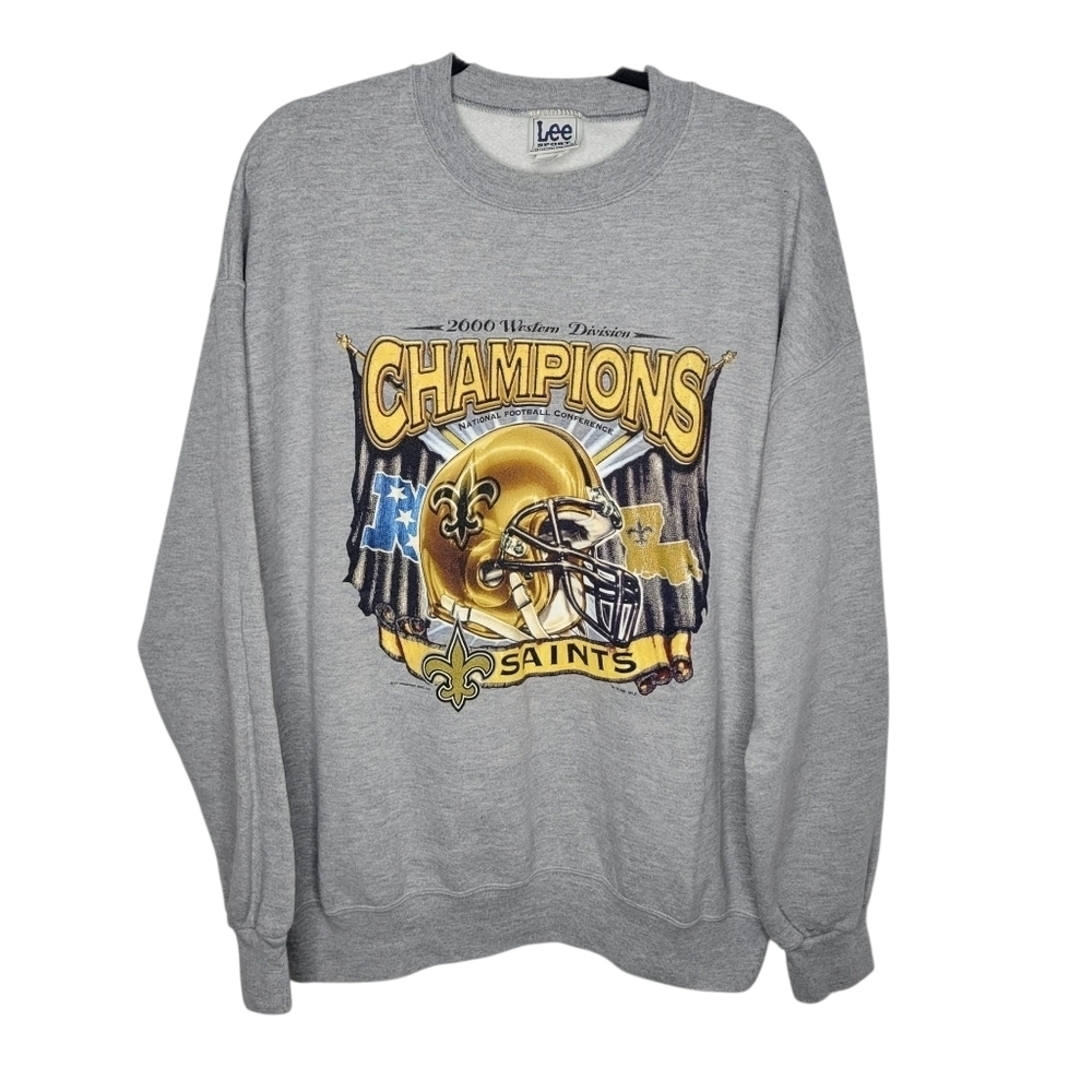 Vintage Y2K New Orleans Saints NFL Champions 2000 Graphic Crewneck Sweatshirt XL